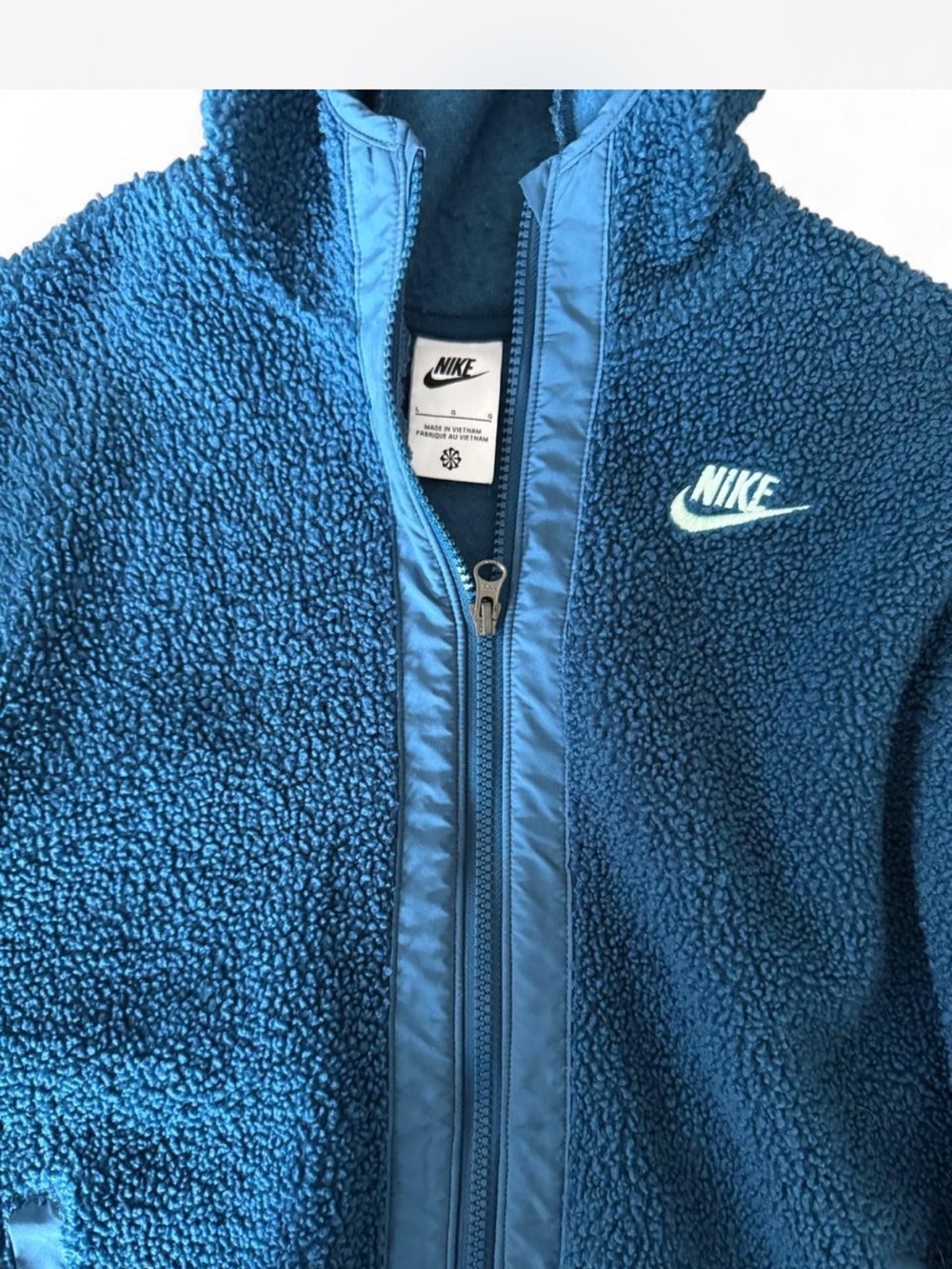 Nike Kids Teal Blue Sherpa Puffer Jacket
